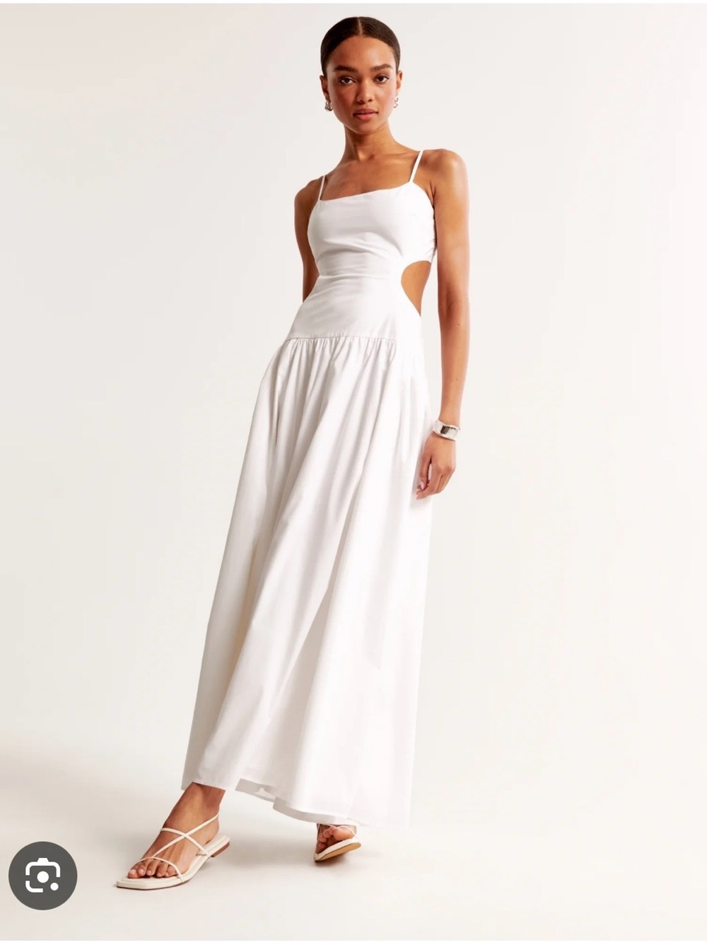 Abercrombie & Fitch White Spaghetti-Strap Cutout Maxi Dress